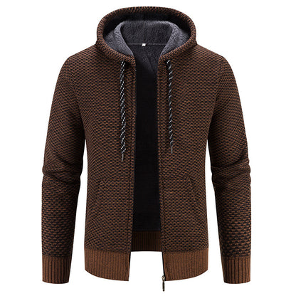 Men's Hooded Plush Zip-Up Sweater Jacket (photo 6)