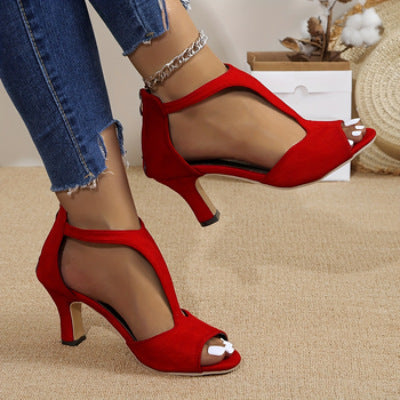 Women's Peep-Toe High-Heel Sandals with Zipper (photo 10)