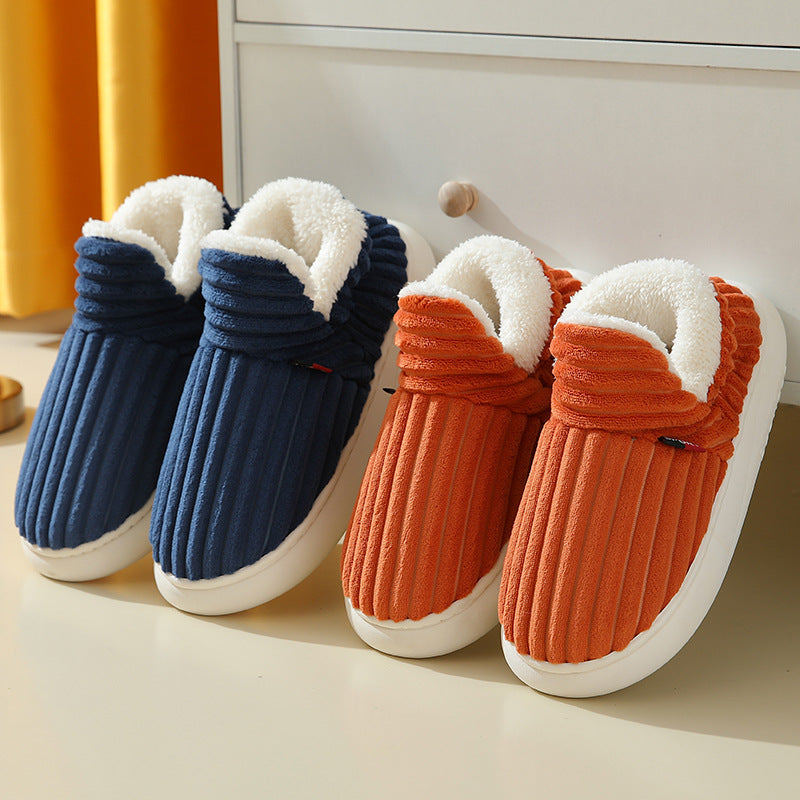 Striped Plush Winter House Slippers, Unisex (photo 5)