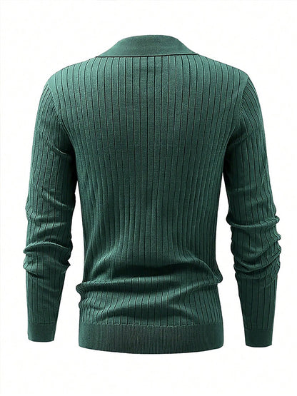 Men's Waffle Knit Long-Sleeve Polo Shirt (photo 15)