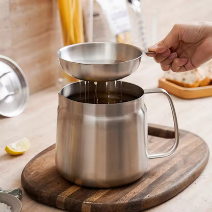 2 L Stainless Steel Oil Filter Pot with Strainer (photo 2)