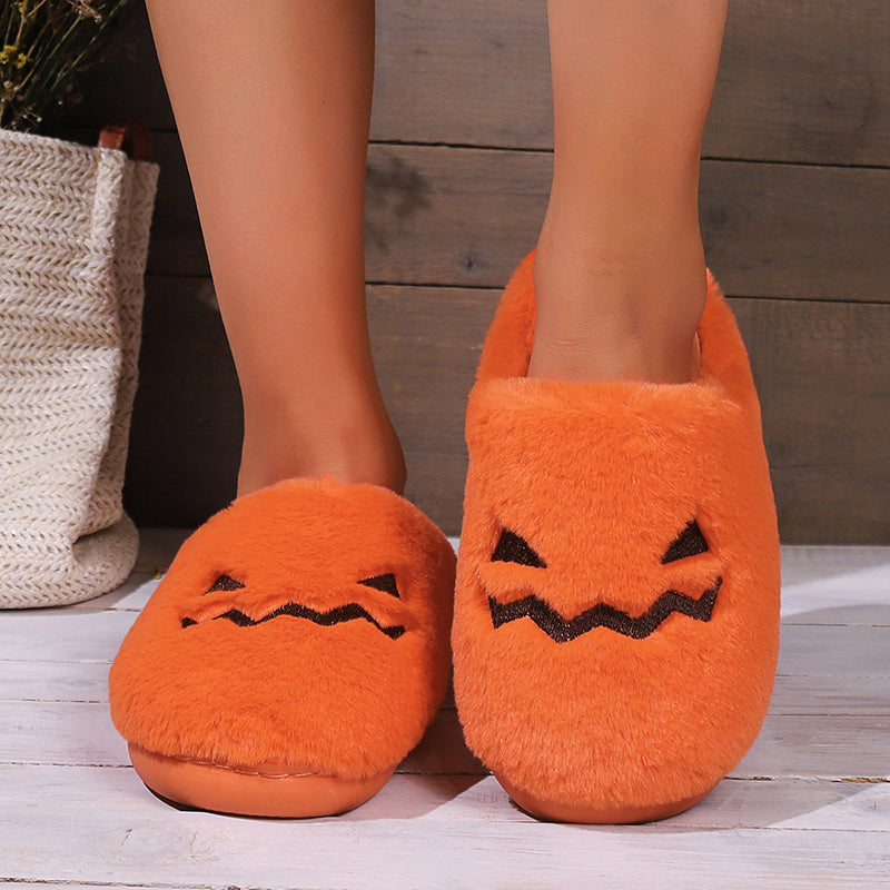 Pumpkin Plush House Slippers