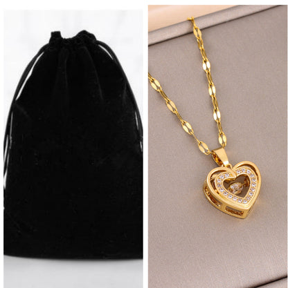 Double-Layer Rhinestone Heart Necklace (photo 6)