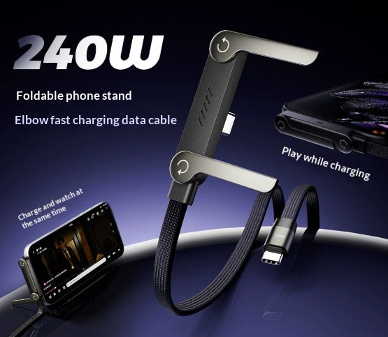 Fast-Charging USB-C Cable with Built-In Foldable Phone Stand (photo 9)