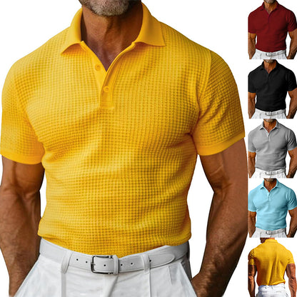 Men's Waffle Short-Sleeve Polo Shirt
