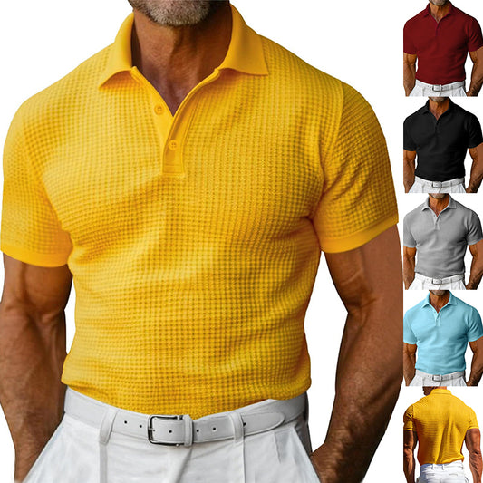 Men's Waffle Short-Sleeve Polo Shirt