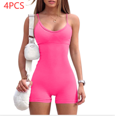 Women's Spaghetti Strap Workout Shorts Romper (photo 15)