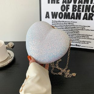 Shiny Heart-Shaped Evening Clutch with Chain (photo 11)