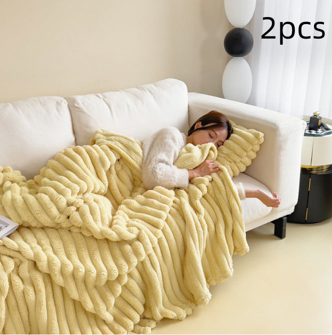 Double-Sided Bubble Velvet Faux Fur Blanket (photo 16)
