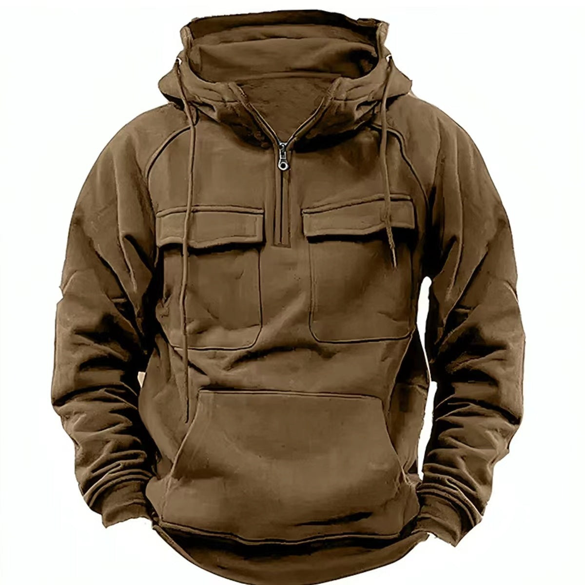 Men's Zip-Up Hoodie with Drawstring and Pockets (photo 10)