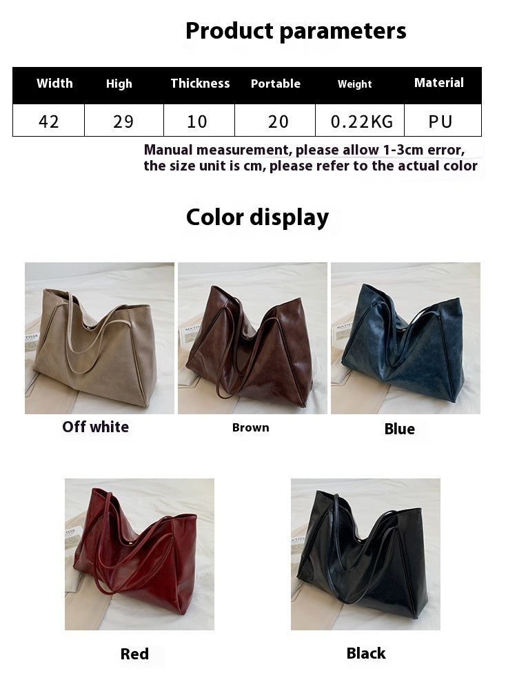 Women's Vintage PU Leather Tote Shoulder Bag (photo 3)