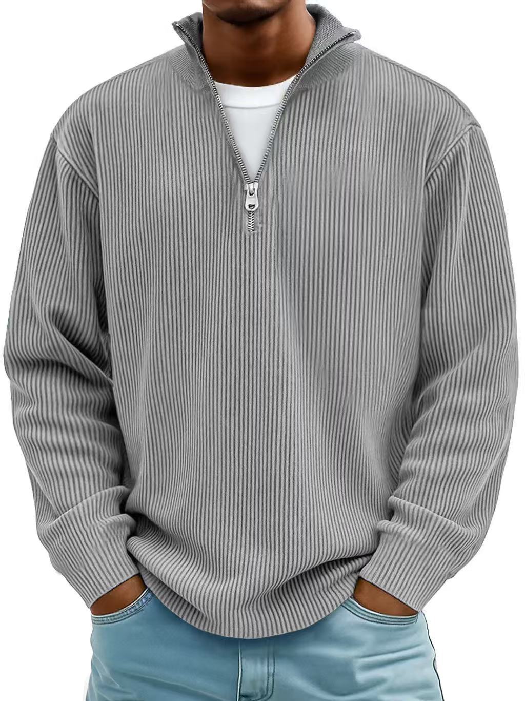 Men's Corduroy Zip Stand-Collar Pullover (photo 3)