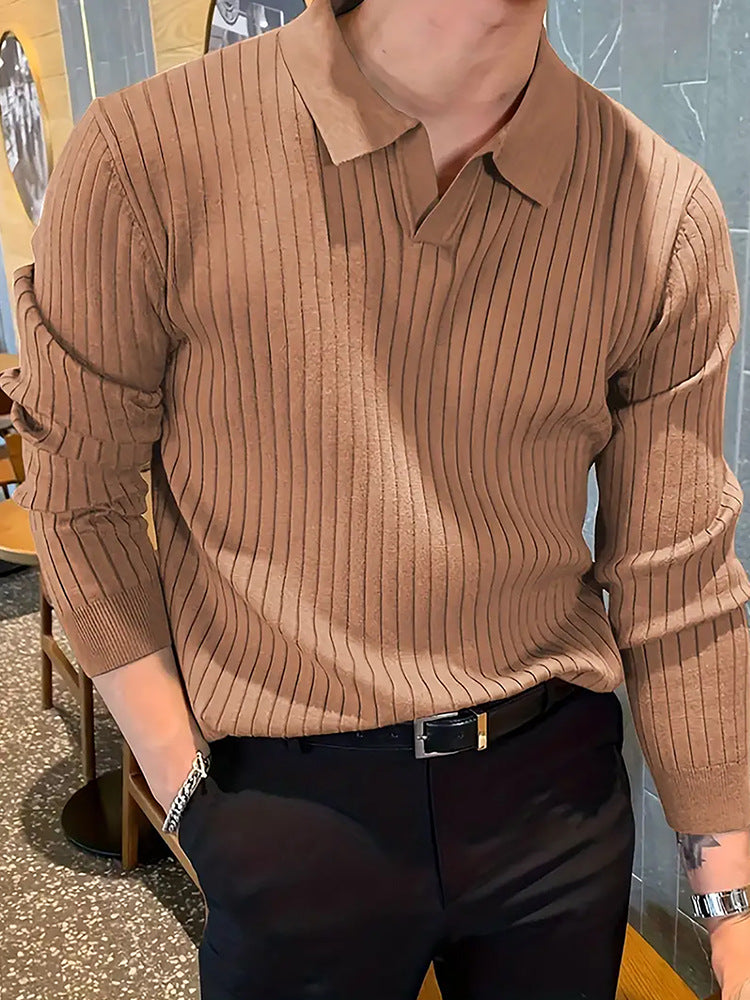 Men's Waffle Knit Long-Sleeve Polo Shirt (photo 8)