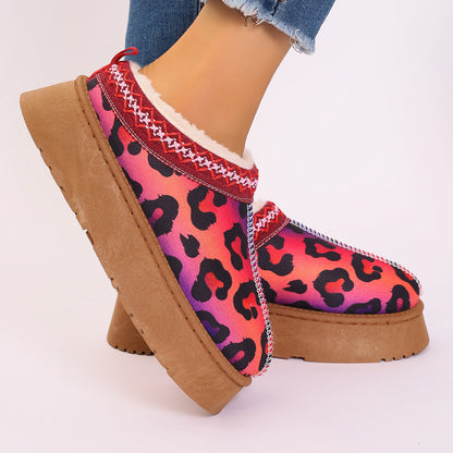 Women's Christmas Print Plush-Lined Slip-On Ankle Boots (photo 3)