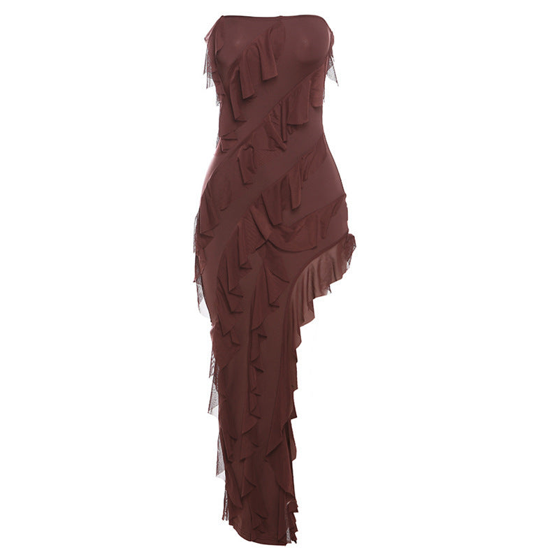 Women's Backless Tube Split Tassel Maxi Dress (photo 10)