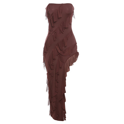 Women's Backless Tube Split Tassel Maxi Dress (photo 10)