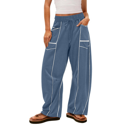 Women's Striped Wide-Leg Drawstring Sweatpants (photo 20)