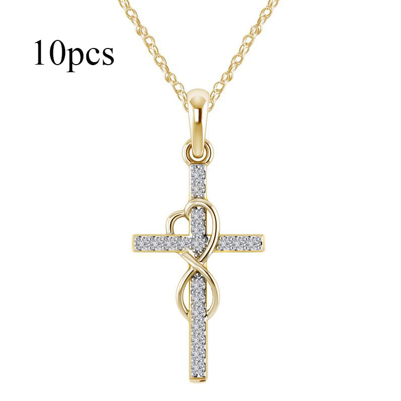 Rhinestone Cross Pendant Necklace (photo 29)