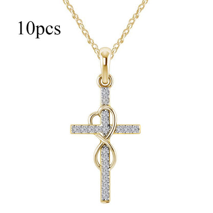 Rhinestone Cross Pendant Necklace (photo 29)