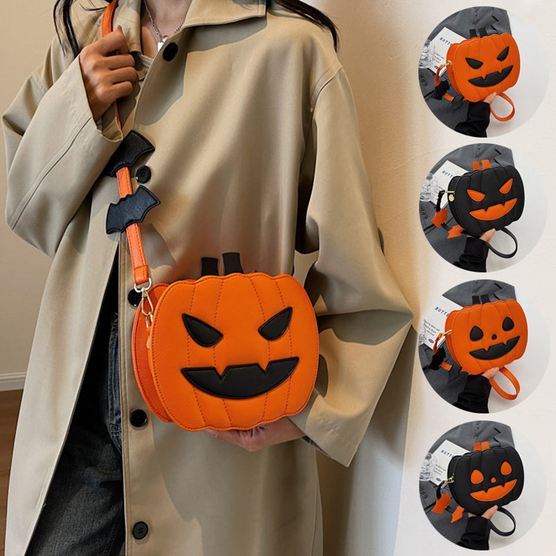 Pumpkin and Bat Crossbody Bag