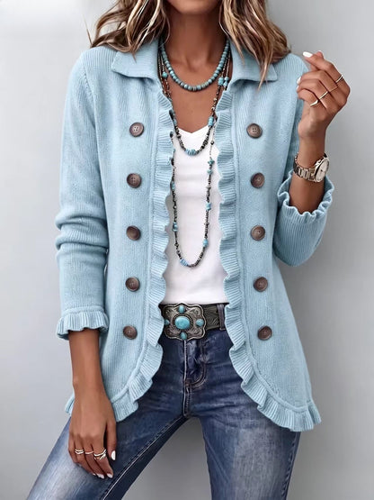Women's Ruffled Button-Front Knit Cardigan (photo 10)
