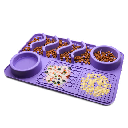 Silicone Lick Mat and Slow Feeder Bowl for Dogs, Small or Large – Large, Purple