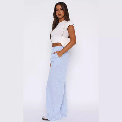 Women's Striped High-Waist Wide-Leg Pants (photo 3)