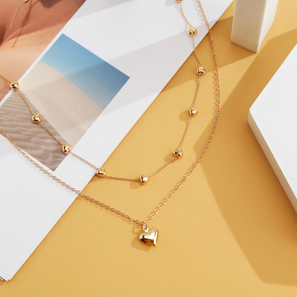 Double-Layer Heart Pendant Necklace (photo 6)