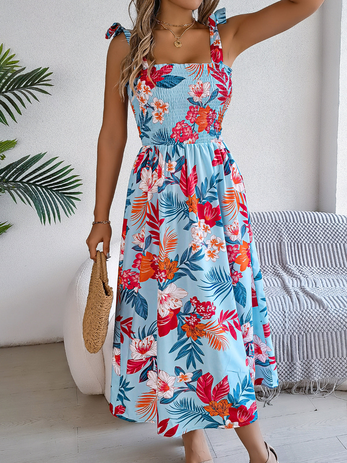 Women's Floral Strappy Corset Maxi Dress (photo 5)