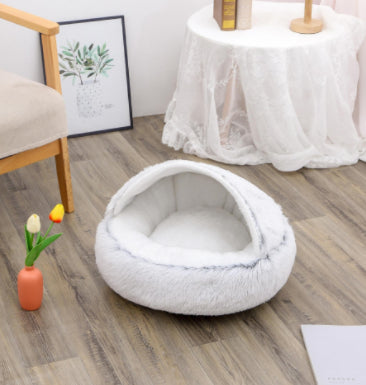 2-in-1 Round Plush Pet Bed for Dogs and Cats (photo 9)