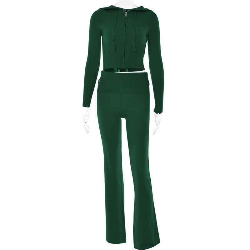 Women's Zip-Up Hoodie and High-Waist Pants Set (photo 19)