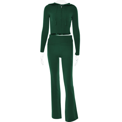 Women's Zip-Up Hoodie and High-Waist Pants Set (photo 19)