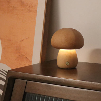 Wooden Mushroom LED Night Light with Touch Switch (photo 12)