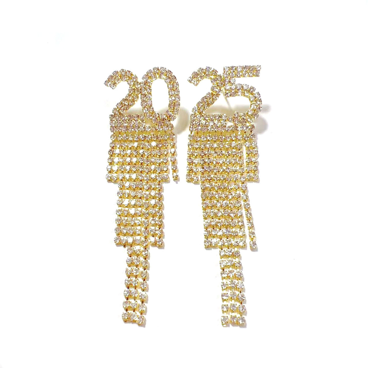 Rhinestone Number Drop Earrings (photo 4)