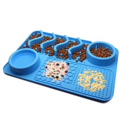 Silicone Lick Mat and Slow Feeder Bowl for Dogs, Small or Large – Large, Sky Blue