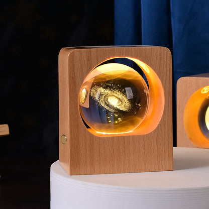 Beech Base 3D Engraved Crystal Ball Night Light, 6 cm