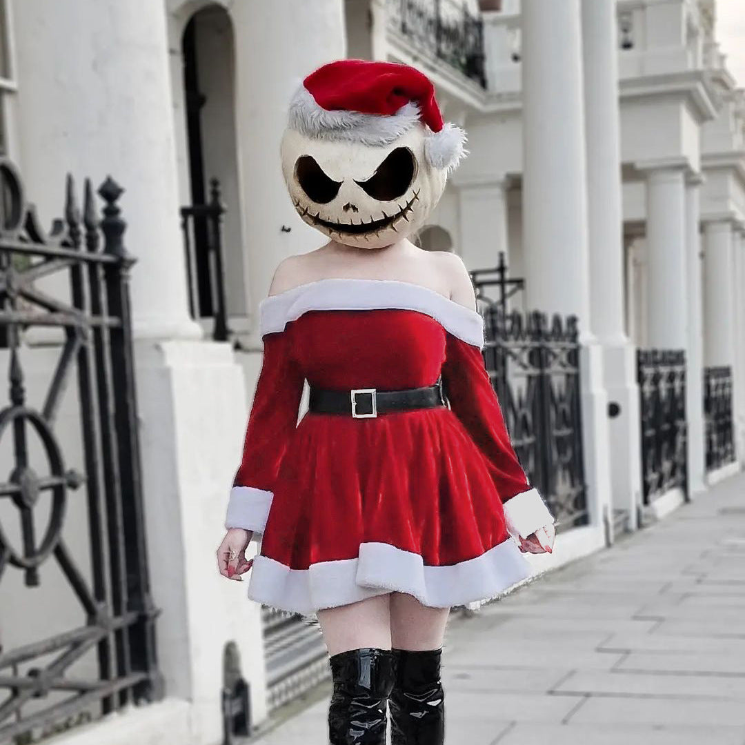 Women's Santa Costume Dress with Plush Trim (photo 4)