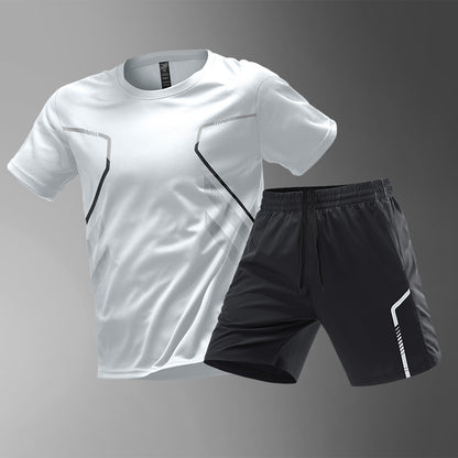 Men's Color-Block Sports T-Shirt and Shorts Set (photo 7)