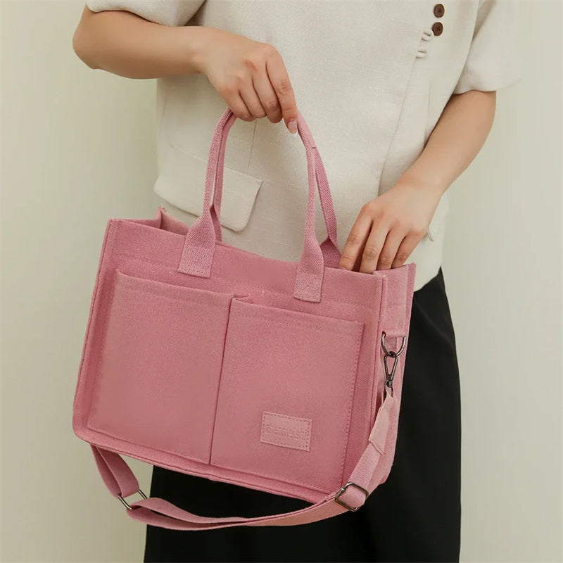 Multi-Pocket Canvas Tote and Shoulder Bag (photo 3)