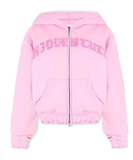 Women's Zip-Up Hooded Crop Sweatshirt and Drawstring Pants Set (photo 10)