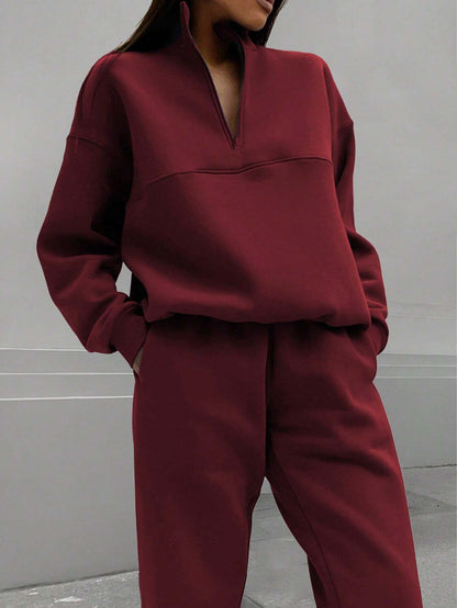 Women's Zip-Up Sweatshirt and Elastic-Waist Pants Set (photo 7)