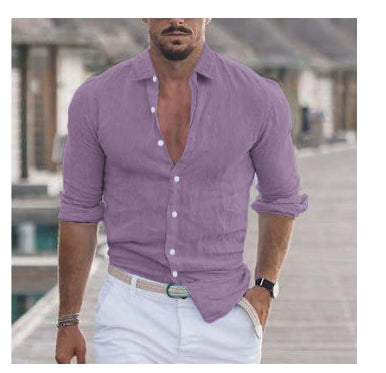 Men's Long-Sleeve Button Shirt, Solid Colors (photo 5)