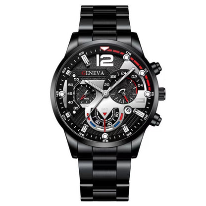 Men's Steel Strap Quartz Watch and Bracelet Set (photo 6)