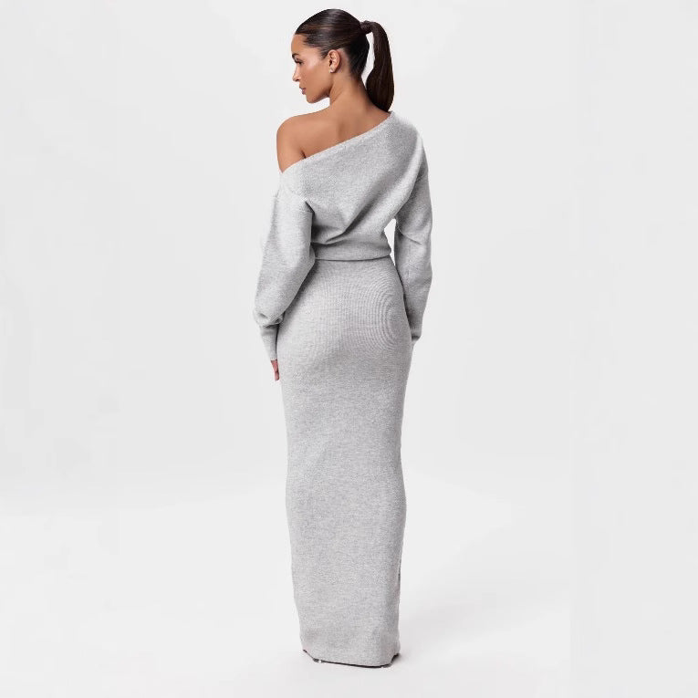 Women's Off-Shoulder Knit Bodycon Maxi Dress (photo 4)