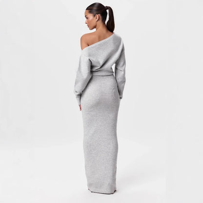 Women's Off-Shoulder Knit Bodycon Maxi Dress (photo 4)