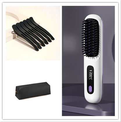 2-in-1 Cordless Hair Straightener Brush, USB Rechargeable (photo 16)