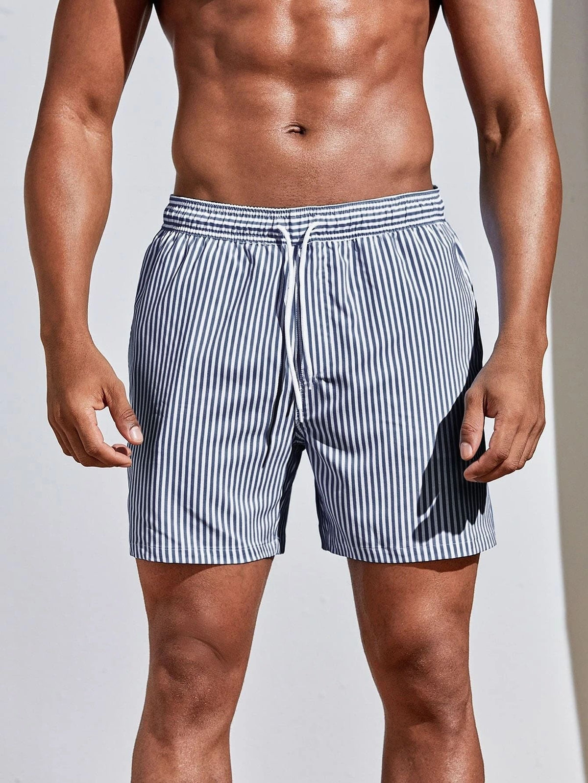 Men's 3D Striped Print Shorts (photo 9)