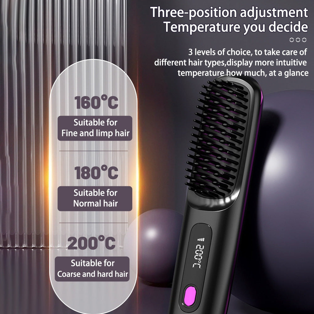 2-in-1 Cordless Hair Straightener Brush, USB Rechargeable (photo 2)