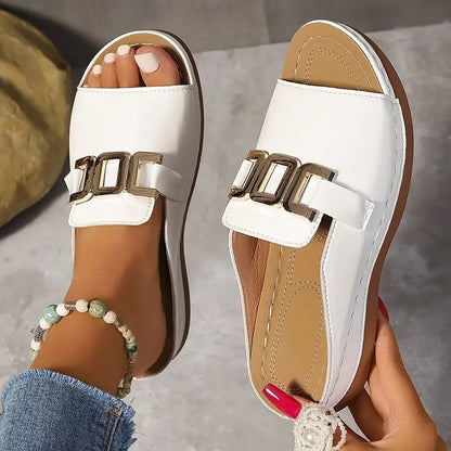 Women's Chain-Detail Platform Wedge Slides (photo 7)