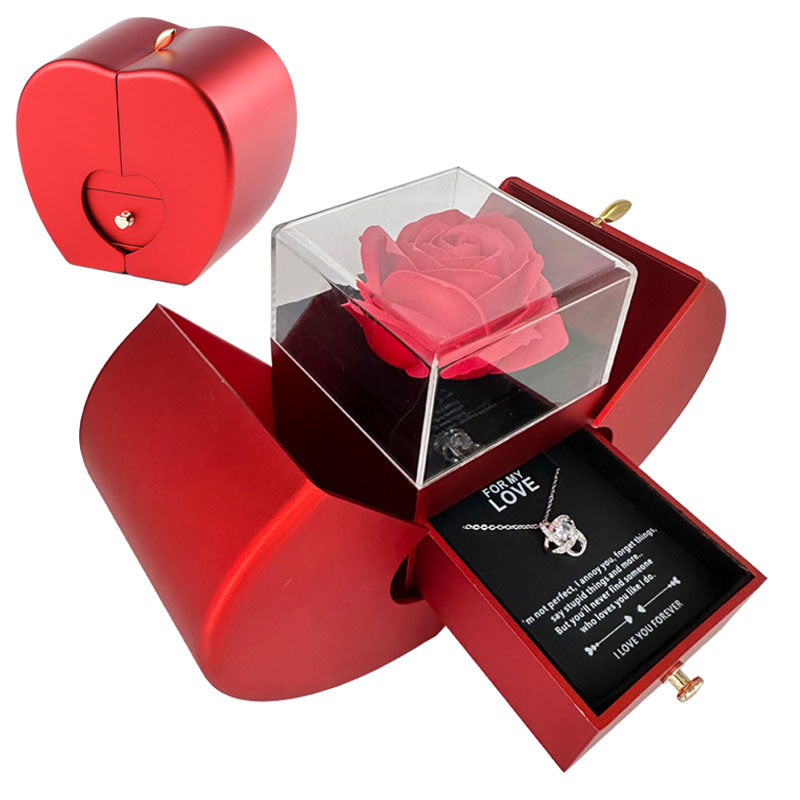 Preserved Rose Apple Gift Box with Necklace